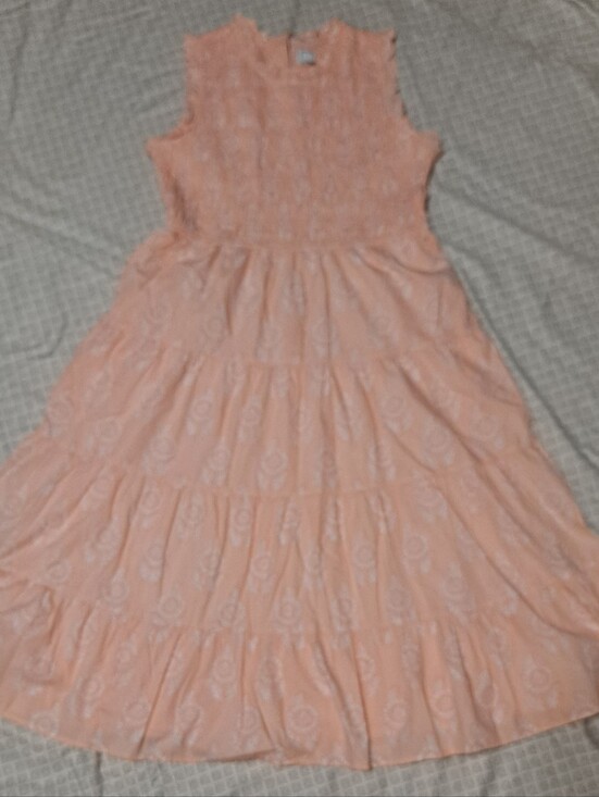 crown & ivy Dresses & Skirts - Crown & Ivy Sleeveless Peach Floral Tiered Dress Womens 14